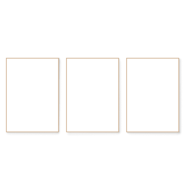 combo de tres cuadros con marco minimalista madera - kuadro