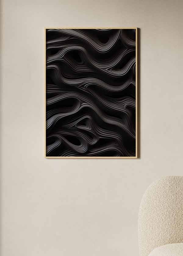 Cuadro geométrico y minimalista, Posters, Prints, & Visual Artwork, Black Waves Veris Collection II
