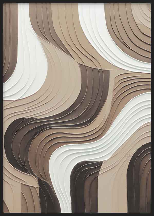 Cuadro geométrico y minimalista, Posters, Prints, & Visual Artwork, Brown Waves Veris Collection I