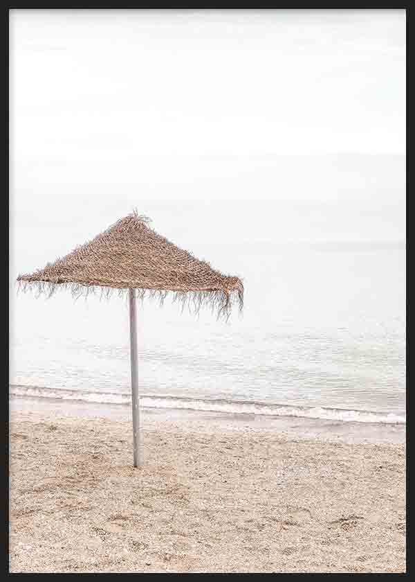 Cuadro fotográfico de sombrilla en la playa. Una obra muy veraniega.