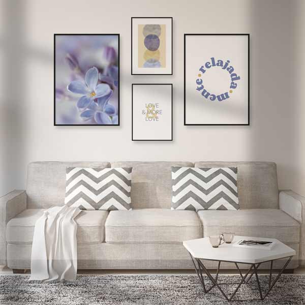 Decoración con cuadros, mural -  cuadro de flor lila o malva. Lámina decorativa de fotografía de flores lilas.