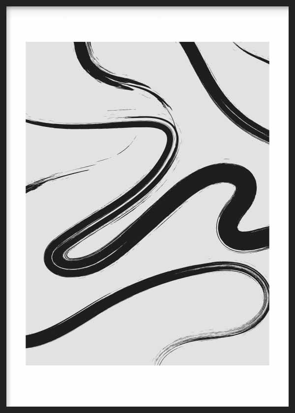 cuadro para lámina decorativa abstracta en blanco y negro - ilustración de caminos abstracta. marco negro