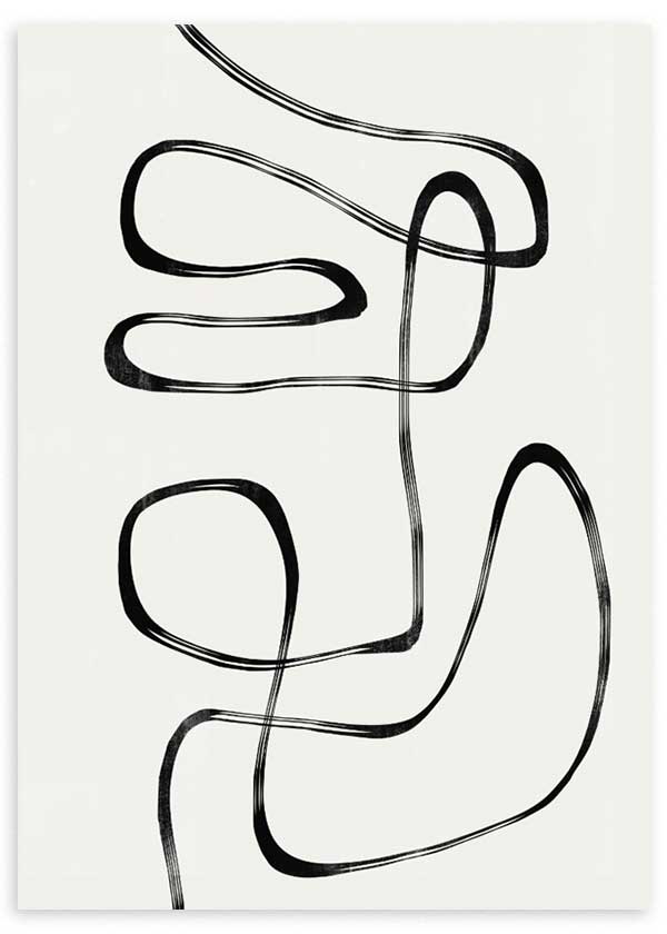 lámina decorativa abstracta en blanco y negro con pinceladas en negro - kuadro
