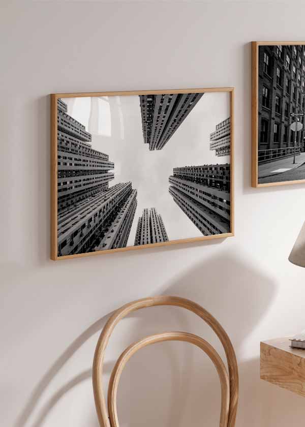 decoración con cuadros, ideas - lámina decorativa de edificios y rascacielos, fotografía en blanco y negro - kuadro