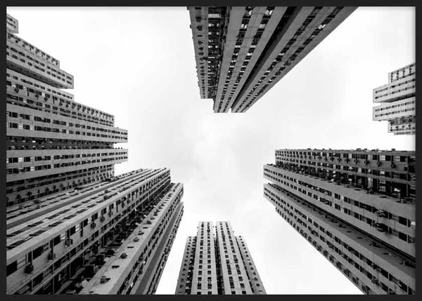 cuadro para lámina decorativa de edificios y rascacielos, fotografía en blanco y negro - kuadro