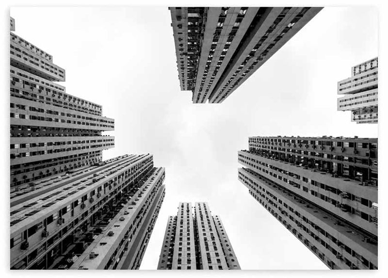 lámina decorativa de edificios y rascacielos, fotografía en blanco y negro - kuadro