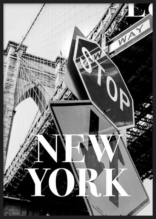 cuadro para lámina decorativa fotográfica en blanco y negro de Nueva York -  kuadro