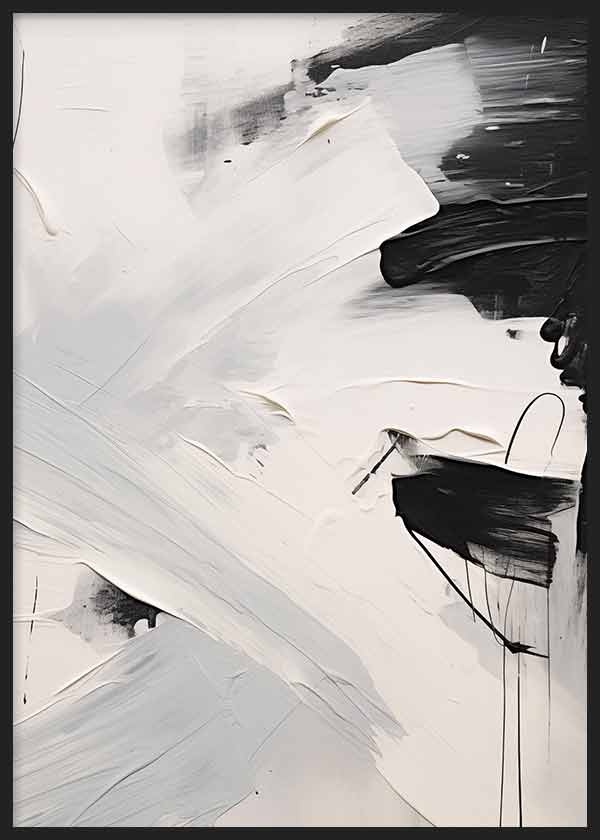 Cuadro abstracto en blanco y negro, Brochazos Artísticos III, kuadro.es