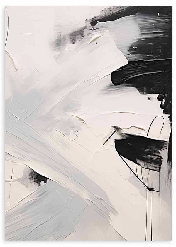 Cuadro abstracto en blanco y negro, Brochazos Artísticos III, kuadro.es