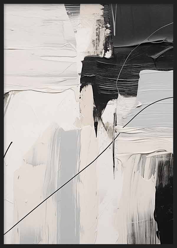 Cuadro abstracto en blanco y negro, Brochazos Artísticos V, kuadro.es