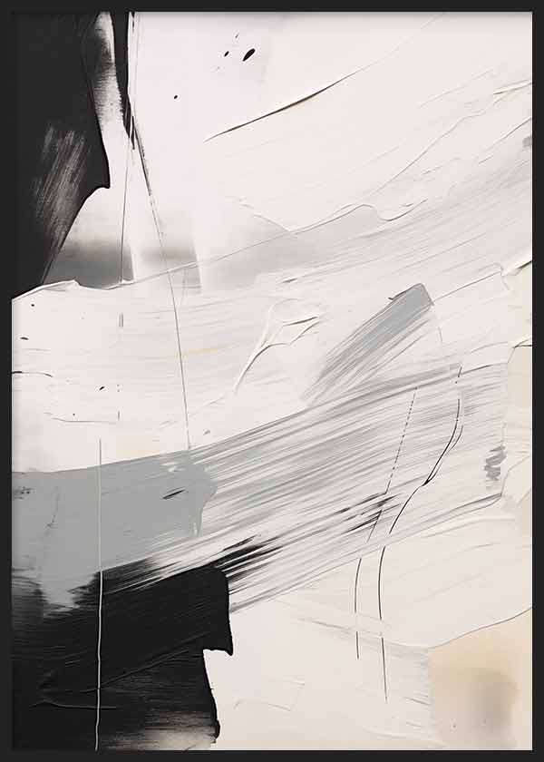 Cuadro abstracto en blanco y negro, Brochazos Artísticos VI, kuadro.es