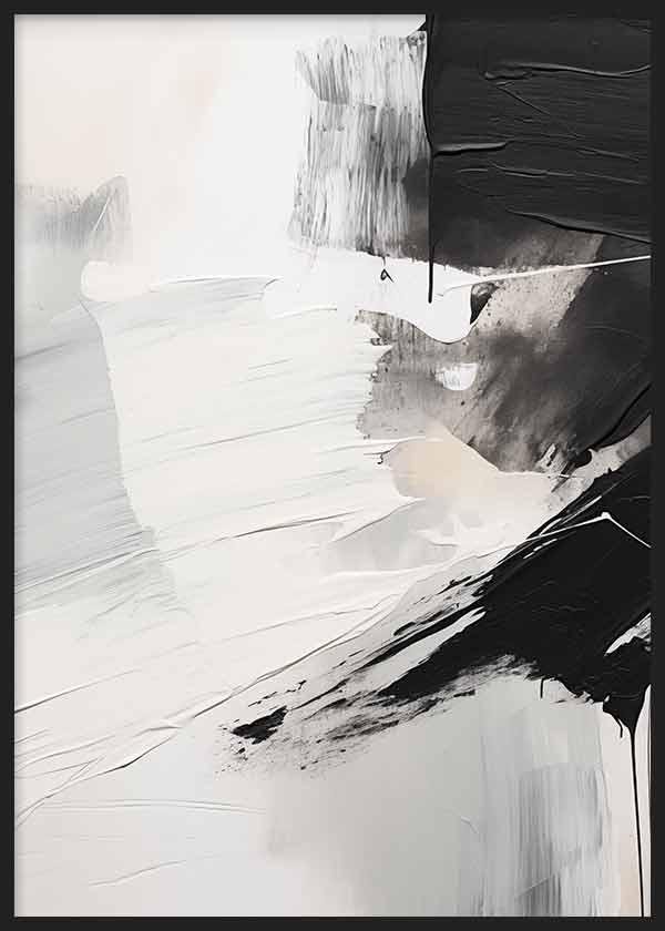 Cuadro abstracto en blanco y negro, Brochazos Artísticos VII, kuadro.es