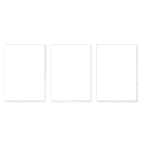 combo de tres cuadros con marco minimalista blanco - kuadro