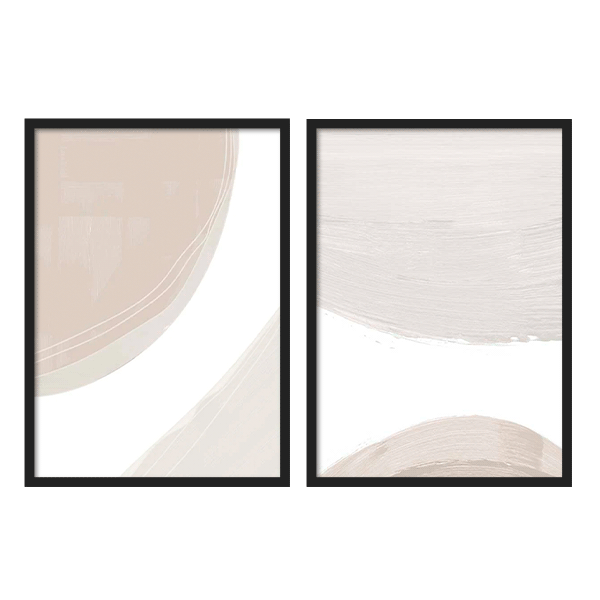 Conjunto de dos cuadros abstractos de estilo nórdico con tonos beige y marrones