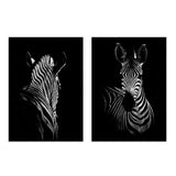 Conjunto de dos cuadros fotográficos de zebra, blanco y negro