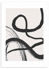 Cuadro abstracto en blanco y negro con fondo ligeramente beige. Una ilustración que encagará muy bien dentro de estilos minimalistas.