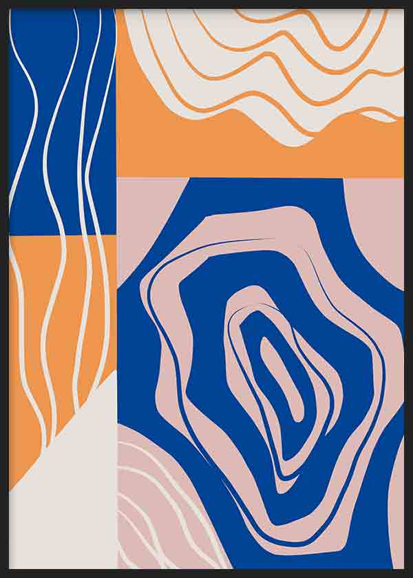 Cuadro colorido y abstracto, Posters, Prints, & Visual Artwork, Abstract Collage In Blue and Orange
