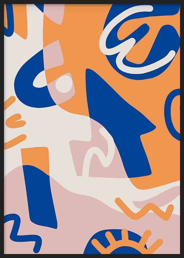 Cuadro colorido y abstracto, Posters, Prints, & Visual Artwork, Abstract Shapes In Blue and Orange