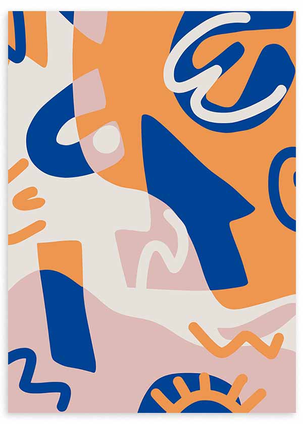 Cuadro colorido y abstracto, Posters, Prints, & Visual Artwork, Abstract Shapes In Blue and Orange