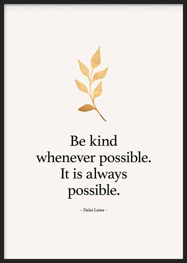 Cuadro de estilo nórdico y navideño con frase "Be kind whenever possible. It is a always possible" - Dalai Lama