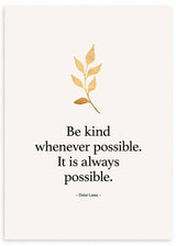Cuadro de estilo nórdico y navideño con frase "Be kind whenever possible. It is a always possible" - Dalai Lama