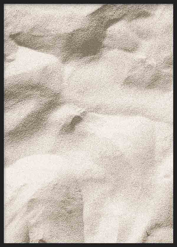 Cuadro fotográfico de arena blanca de la playa. Una obra muy veraniega.
