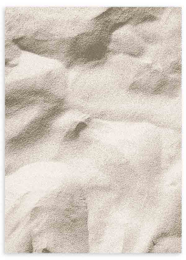 Cuadro fotográfico de arena blanca de la playa. Una obra muy veraniega.