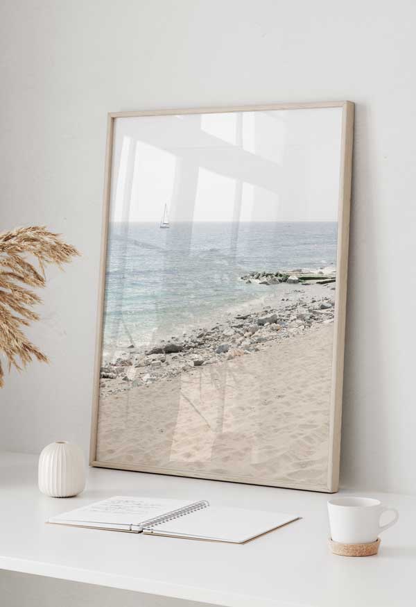 decoración con cuadros, ideas - Cuadro fotográfico de playa, mar y arena. Una obra muy veraniega y fresca, ¡casi se puede oler la sal del mar!.