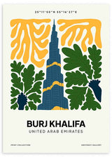 Cuadro Burj Khalifa, ilustración colorida. Una obra que te hará viajar a Dubái para ver un edificio de nada más y nada menos que 828 metros de altura