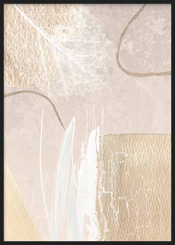 Cuadro abstracto y nórdico con ilustraciones en tonos beige y marrón. Una obra ideal para estilos decorativos nórdicos y tonos neutros.