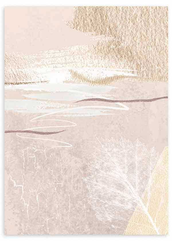 Cuadro abstracto y nórdico con ilustraciones en tonos beige y marrón. Una obra ideal para estilos decorativos nórdicos y tonos neutros