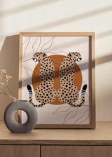 decoración con cuadros, ideas - Cuadro de ilustración artística de leopardos en la sabana. Una obra ideal si eres amante de estos animales.