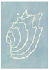 Cuadro de ilustración artística de concha en trazo de dibujo sobre fondo azul. Un cuadro muy veraniego y fresco