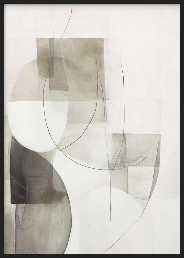 Cuadro de estilo abstracto y minimalista en tonos grises y neutros