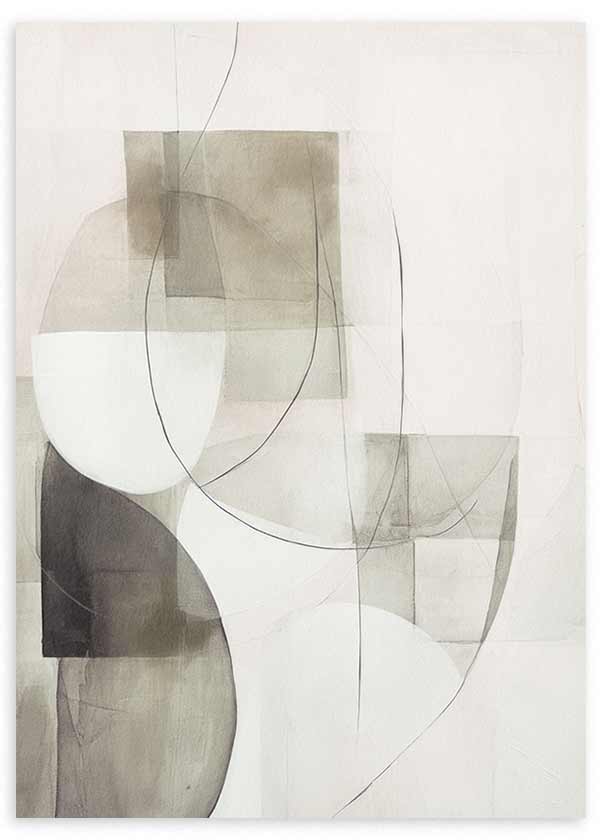 Cuadro de estilo abstracto y minimalista en tonos grises y neutros