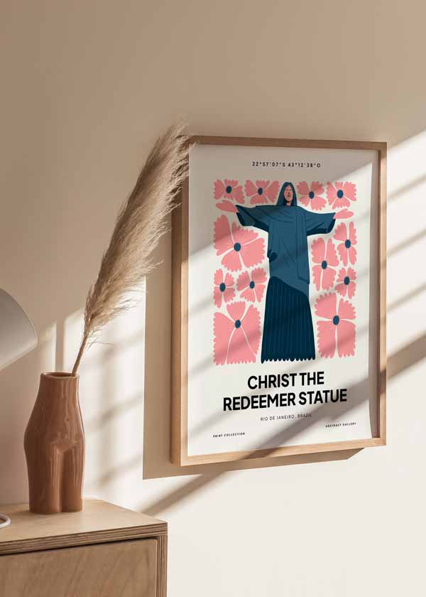 Cuadro Cristo Redentor, ilustración colorida. Una obra que te hará viajar a Río de Janeiro (Brasil) para ver una de las estatuas más icónicas del mundo