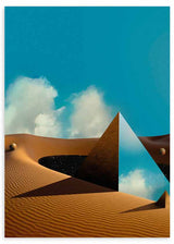 Cuadro collage de pirámide y duna del desierto. Una obra muy original y llena de imaginación