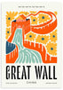 Cuadro Gran Muralla China, ilustración colorida. Una obra que te hará viajar a Asia para ver una de las 7 maravillas del mundo