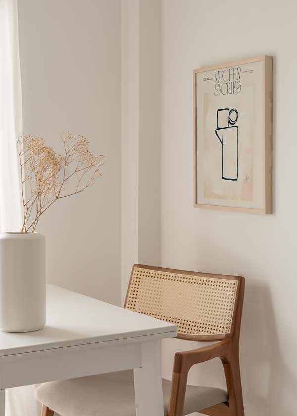 Cuadro de ilustración artística de tetera minimalista, ideal para cocina, estilo nórdico. 