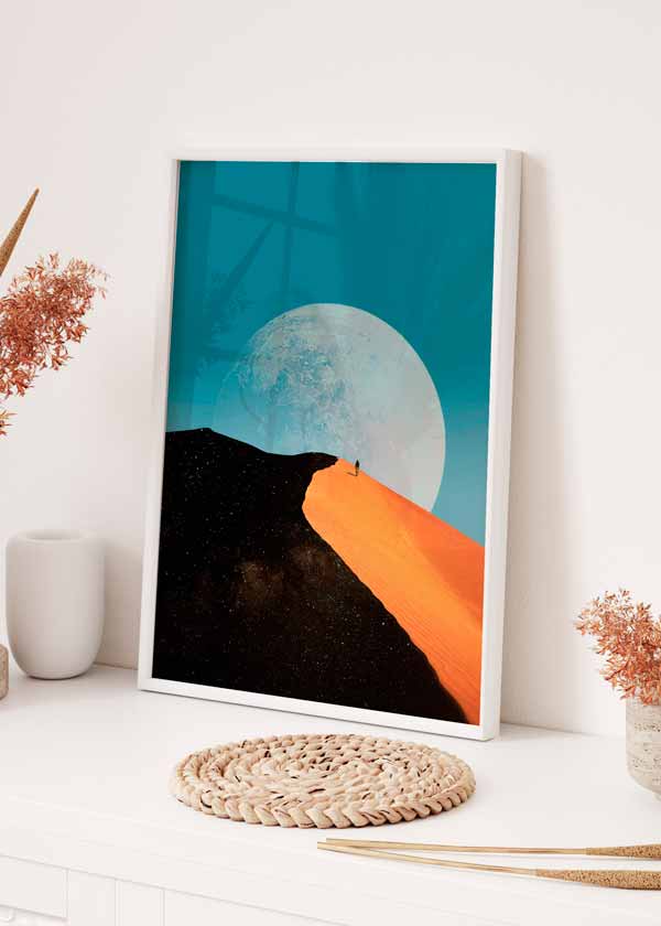 Cuadro collage de luna y duna del desierto