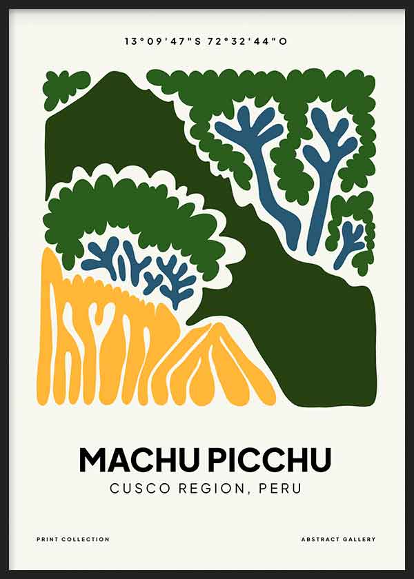 Cuadro Machu Pucchu, ilustración colorida. Una obra que te hará viajar a Perú para ver sus ciudadelas en la montaña