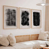 Cuadro abstracto en blanco y negro de estilo minimalista. Un diseño sencillo y elegante para tu salón o dormitorio. Conjunto de cuadros.