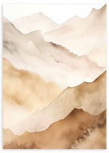 Cuadro de estilo abstracto con montañas en tonos marrones y bronces