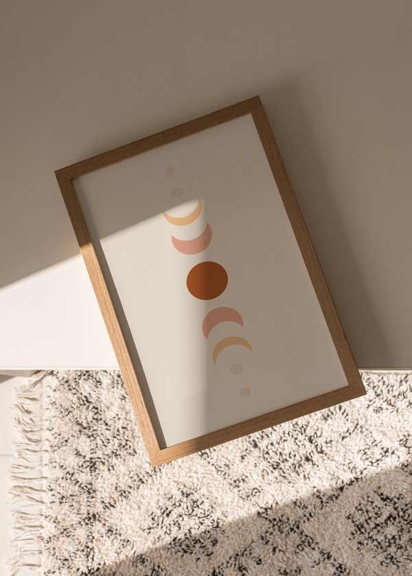 decoración con cuadros, ideas - Cuadro de ilustración de fases de la luna. Para los amantes de nuestro único satélite natural y el espacio