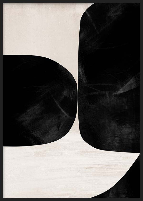 Cuadro minimalista y geométrico en negro y beige, estilo abstracto. Una obra con mucha elegancia para ambientes modernos.