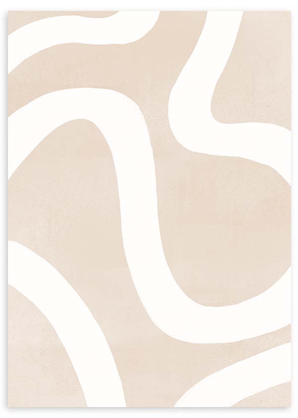 Cuadro minimalista y abstracto con líneas blancas sobre fondo beige. Ideal para ambientes modernos, salones y dormitorios