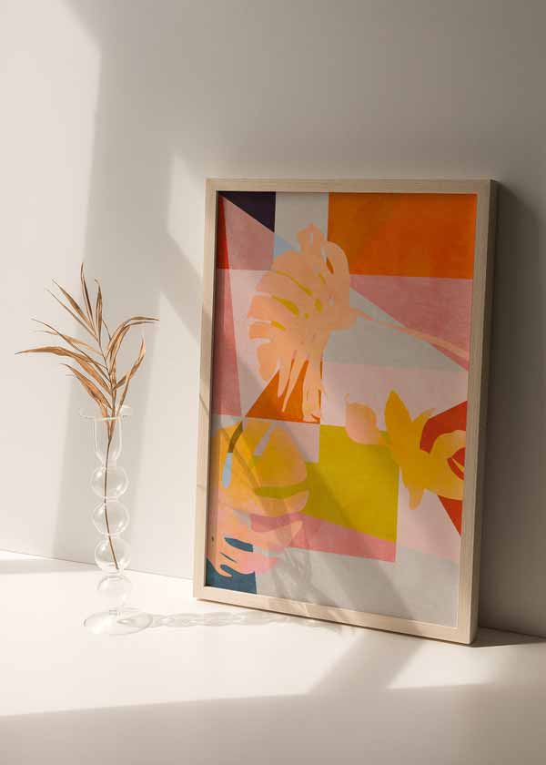 Cuadro colorido y abstracto, Posters, Prints, & Visual Artwork, Organic Bauhaus Geometry Leaves