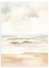 Cuadro de estilo abstracto con paisaje de playa en tonos claros y neutros