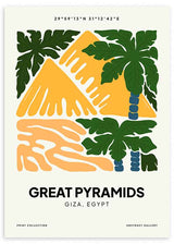 Cuadro Pirámides de Guiza, ilustración colorida. Una obra que te hará viajar a Egipto para ver una de las 7 maravillas del mundo