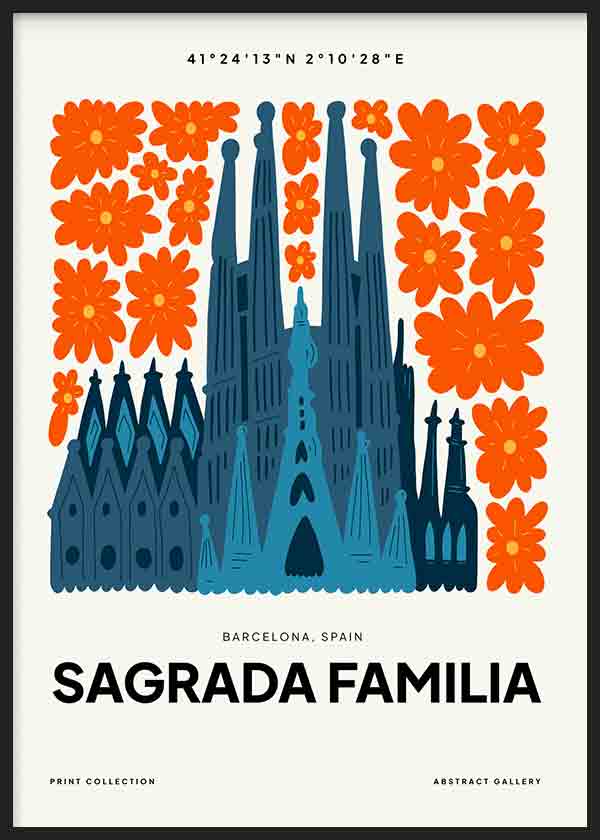 Cuadro Sagrada Familia, ilustración colorida. Una obra que te hará viajar a Barcelona para ver la mayor obra del arquitecto Gaudí